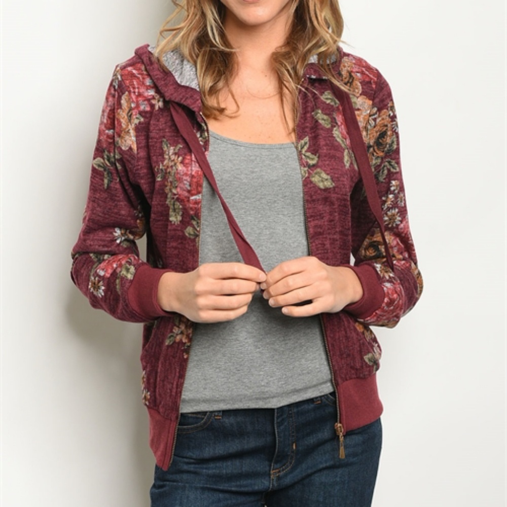 New Junior's Cute Boutique floral print hoodie